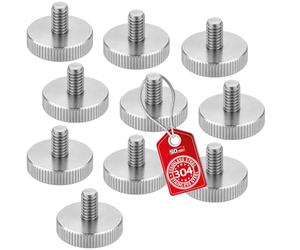 SOTECH Lot de 10 vis moletées M10 - Longueur : 20 mm - En acier inoxydable V2A (SS304) - Forme plate - DIN 653 - Vis à poignée métrique avec surfaces latérales moletées
