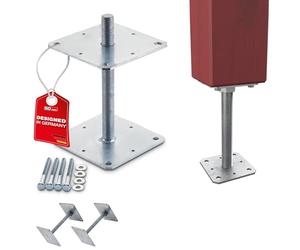 SOTECH Lot de 2 supports de poteau 160 x 160 x 250 mm Filetage M24 Acier | galvanisé à chaud Support de poteau en bois réglable en hauteur Pied de support à visser Résistant aux intempéries