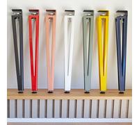 SOTECH lot de 4 pieds de table en forme F, hauteur 464 mm, réglables gris coniques de 70 à 40 mm avec vis de serrage (sans perçage) pour table d'appoint, table basse, banc