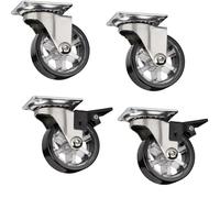 SOTECH Lot de 4 roulettes de meuble design RAPID Roulettes Ø 50 mm noires (2 x avec frein + 2 sans frein), capacité de charge 35 Kg, hauteur 64 mm
