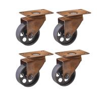 SOTECH Lot de 4 roulettes de meubles en acier ROSTOCK Ø 70 mm aspect rouille antique (hauteur 97 mm, largeur 58 mm, sans frein, rotation à 360 degrés, capacité de charge jusqu'à 25 kg par roue)