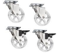 SOTECH Lot de 4 roulettes décoratives pour meubles RAPID Roulettes Ø 75 mm transparentes (2 x avec frein + 2 sans frein), capacité de charge 35 Kg, hauteur 97 mm