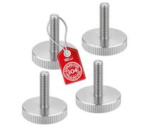 SOTECH Lot de 4 vis moletées M10 - Longueur : 30 mm - En acier inoxydable V2A (SS304) - Forme plate - DIN 653 - Vis métrique avec surfaces latérales moletées