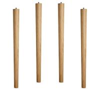 SOTECH Lot de 4 x Pied de Table en Chêne Brut H 710 mm/Ø 60/40 mm avec Vis à Double Filetage M10 Idéal pour Cuisine & Tables à