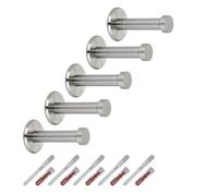 SOTECH Pack de 5 patères TALEA avec véritable plaque en acier inoxydable massif comprenant le matériel de fixation Ø 10/15 mm longueur 50 mm longueur totale 53 mm crochet mural