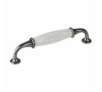 SOTECH poignée en porcelaine META poignée de meuble en porcelaine blanc aspect argent vieilli BA 128 mm
