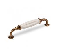 SOTECH poignée en porcelaine META poignée de meuble en porcelaine blanc laiton finition antique BA 128 mm