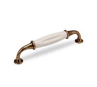 SOTECH poignée en porcelaine META poignée de meuble en porcelaine blanc laiton finition antique BA 128 mm