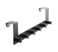 SOTECH Porte-manteau LINEA II (acier inoxydable noir mat, 380 x 110 mm, avec 6 crochets) Porte-manteau pour portes de 40 mm sans feuillure - un ordre élégant pour votre maison !