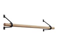 SOTECH Porte-manteau mural SOTECH 120 x 150 mm noir mat laqué à la poudre avec tringle de 500 mm en chêne Ø 30 mm, tringle à vêtements, porte-manteau