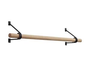 SOTECH Porte-manteau mural SOTECH 120 x 150 mm noir mat laqué à la poudre avec tringle de 500 mm en chêne Ø 30 mm, tringle à vêtements, porte-manteau