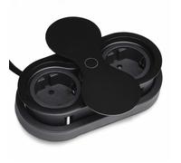 SOTECH Prise encastrable 2 x prises Schuko noir avec fiche avec élément de prise à couvercle rotatif push to open