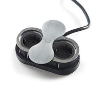 SOTECH Prise encastrée (2 x prises Schuko) aspect acier inoxydable avec fiche avec couvercle rotatif push to open élément de prise double pour plans de travail