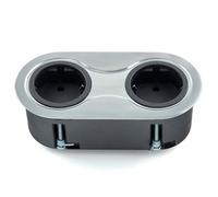 SOTECH Prise encastrée double prise ovale aspect acier inox brossé avec câble de raccordement