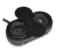 SOTECH Prise intégrée (1 x port USB / 1 x prise Schuko) noir avec fiche | avec couvercle rotatif push to open Élément de prise pour plans de travail