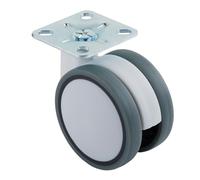 SOTECH Roulette de meuble hauteur 74,5 mm Hamm Ø 63 mm, blanc/gris | capacité de charge 35Kg, plaque à visser 47 x 47 mm, sans frein
