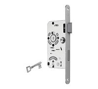 Sotech Serrure de porte BKS BB classe 1 axe 55 mm têtière 20 DIN à droite distance 72 mortaiser clé pour portes chambre, Argenté.