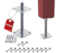 SOTECH Set de 12 supports de poteaux 110 x 110 x 250 mm Filetage M24 Acier | galvanisé à chaud Pied de support réglable en hauteur Connecteur à visser Résistant aux intempéries