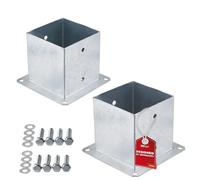 SOTECH SET de 2 ancrages à visser carrés 140 x 140 mm, hauteur 152 mm | acier galvanisé à chaud, douille de sol pour bois carré - optimal pour l'extérieur