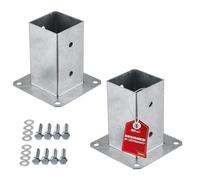 SOTECH SET de 2 ancres à visser carrées 80 x 80 mm, hauteur 152 mm, acier | galvanisé à chaud, douille à enfoncer pour bois carré - optimal pour l'utilisation en extérieur