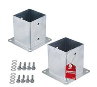 SOTECH SET de 2 douilles carrées 120 x 120 mm, 152 mm de hauteur, acier | galvanisé à chaud, ancrage de sol à visser pour bois carré - optimal pour l'extérieur