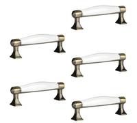 SOTECH SET de 5 x Poignée en Porcelaine MARIE Poignée Finition en Laiton Vieilli Entraxe 96 mm