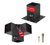SOTECH SET de montage 8 pièces (4x raccords d'angle + 4x douilles de sol) carré 90 x 90 mm acier galvanisé et peint en noir par poudrage pour une protection maximale contre la corrosion
