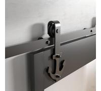 SOTECH Système de porte coulissante ANCORA 2 m Ø des galets 70 mm noir | Montage de porte latéral, ferrure de porte coulissante avec guidage au sol pour portes rainurées