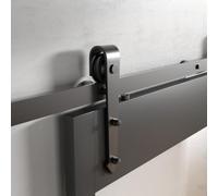 SOTECH Système de porte coulissante ARROW 2 m Ø des galets 70 mm noir | Montage de porte latéral, ferrure de porte coulissante avec guidage au sol pour portes rainurées