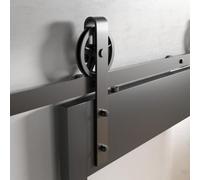 SOTECH Système de porte coulissante CHAMBER 2 m Ø des galets 120 mm noir | Montage de porte latéral, ferrure de porte coulissante avec guidage au sol pour portes rainurées