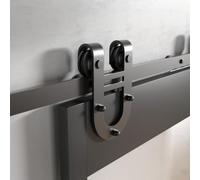 SOTECH Système de porte coulissante HOOF 3,36 m Ø des galets 70 mm noir | Montage de porte latéral, ferrure de porte coulissante avec guidage au sol pour portes rainurées