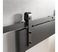 SOTECH Système de porte coulissante LOUNGE 3,36 m Ø des galets 70 mm noir | Montage de porte latéral, ferrure de porte coulissante avec guidage au sol pour portes rainurées