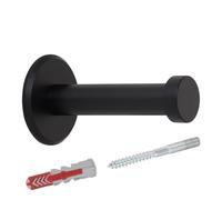SOTECH TALEA Crochet de garde-robe en acier inoxydable massif noir anodisé (Ø 10/15 mm longueur 50 mm, longueur totale 53 mm) Crochet mural avec plaque pour montage mural Crochet de vêtements avec