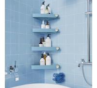 Sotfamily 4 pièces Plastique Etagere Douche sans Percage, Rangement et Organisation de la Salle de Bain, Porte Savon Douche, Etagere Salle de Bain, Comprend 12 Autocollants Adhésifs, Bleu Ciel
