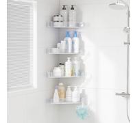 Sotfamily 4 pièces Plastique Etagere Douche sans Percage, Rangement et Organisation de la Salle de Bain, Porte Savon Douche, Etagere Salle de Bain, Comprend 6 Autocollants Adhésifs, Gelé Clair