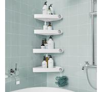 Sotfamily 4 pièces Plastique pièces Etagere Douche, Rangement et Organisation de la Salle de Bain, Porte Savon Douche, Etagere Salle de Bain, Comprend 12 Autocollants Adhésifs, Blanc