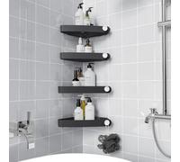 Sotfamily 4 pièces Plastique pièces Etagere Douche sans Percage, Rangement et Organisation de la Salle de Bain, Porte Savon Douche, Etagere Salle de Bain, Comprend 12 Autocollants Adhésifs, Noir