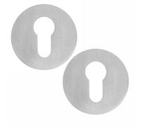 SOTOOLS Lot de 2 rosaces de porte rondes pour serrure à cylindre en acier inoxydable brossé véritable Ø 55 mm avec tampon adhésif VHB 3M