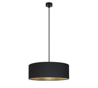 Sotto Luce Akai lampe suspendue glamour à 1 lumière - tissu anthracite/doré - câble en tissu noir de 1,5 m - rosace de plafond noire - 1 x E27 - ø 45 cm