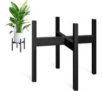 Soucoupe métallique de style Mid-Century - Angulaire, pour l'intérieur et l'extérieur - Grand support à fleurs noir - Convient pour un pot de 30 cm