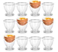 Vilde Lot de 12 coquetiers en verre transparent 5 x 5 cm - Porte-œufs classique - Passe au lave-vaisselle - Support à œufs stable pour le petit-déjeuner, la maison, la restauration