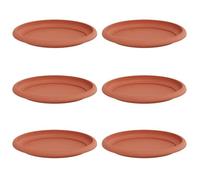 Soucoupes pots de fleurs - Plateaux à fleurs ronds 6 pcs - vidaXL - plastique - rouge brique - 17,5 x 2 cm - bord roulé 9901716