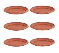 Soucoupes pots de fleurs - Plateaux à fleurs ronds 6 pcs - vidaXL - plastique - rouge brique - 23,5 x 2,5 cm - bord roulé 5101729