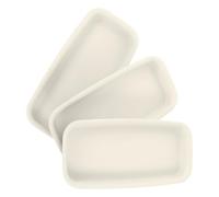 Soucoupes Rectangulaires en Plastique 3 Pièces 24x11x2,5cm | Blanc Beige, Fond Plat Lisse, pour Jardinières et Bacs, Usage Jardin ou Table, Déplacement Facile
