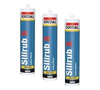 Soudal 101670 Silirub S Mastic Silicone Sanitaire Acétique, Brun, 310 ml (Lot de 3)