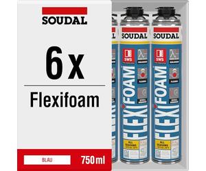 Soudal Flexifoam Gun Lot de 6 pistolets 750 ml - Mousse polyuréthane très élastique de qualité supérieure pour la rénovation et la construction - Lot économique (6)