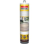 Soudal Mastic pour parquet, 290 ml, gris clair, mastic élastique pour joints de parquet et stratifié, peut être peint, sans silicone, pour joints de raccordement et plinthes en intérieur