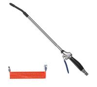 Soufflette en Alliage d'aluminium Tube Spiral Flexible INOX, Pistolet de Nettoyage à air comprimé pour copeaux métalliques, Garage, Atelier et Maintenance Industrielle,1000mm Blow x 9m air Hose