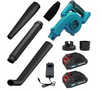Souffleur à feuilles sans fil avec 2 batteries de 3000 mAh et chargeur, 180 km/h, 13000 tr/min, souffleur électrique pour Makita, souffleur d'air électrique pour jardin, entretien de pelouse, terrasse