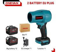 Souffleur à feuilles sans fil - Souffleur Turbo Jet - Moteur sans balais - 2000 W - Vitesse de l'air de 200 m/s - 2 batteries 928VF incluses, prise UE - Rouge
